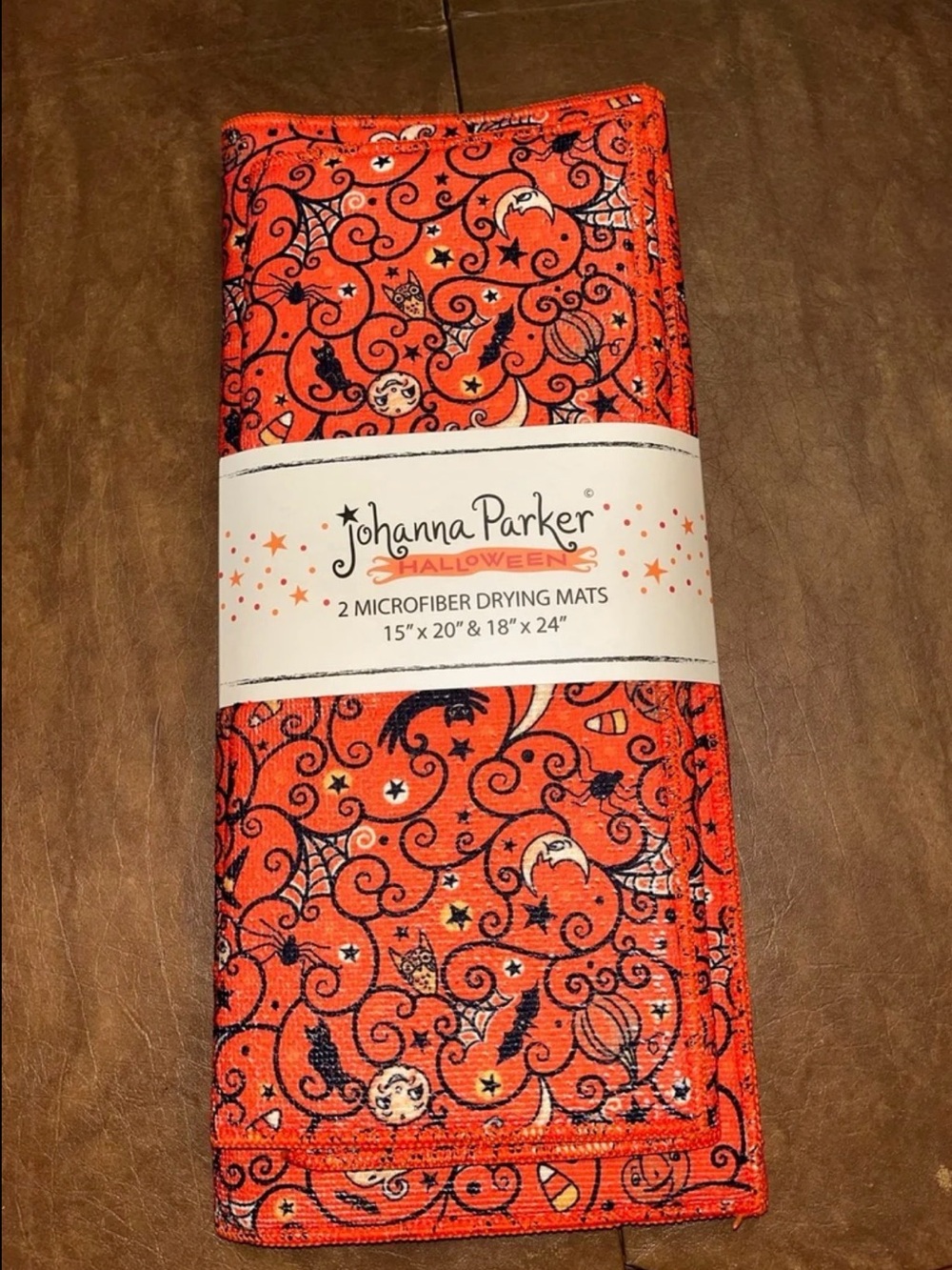 Johanna Parker Halloween Orange Microfiber Drying Mats - Set of 2